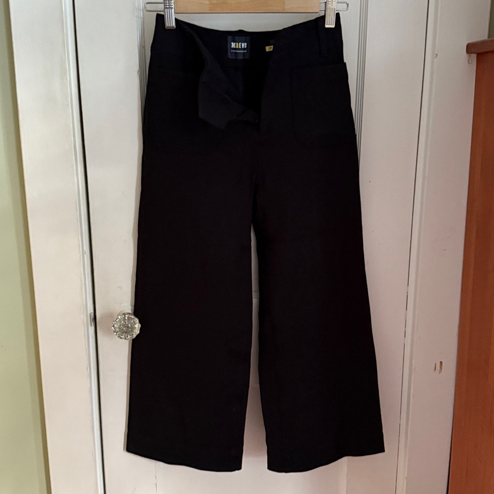 Anthropologie Colette petite black magic fabic wide leg cropped pants